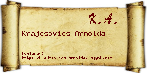 Krajcsovics Arnolda névjegykártya